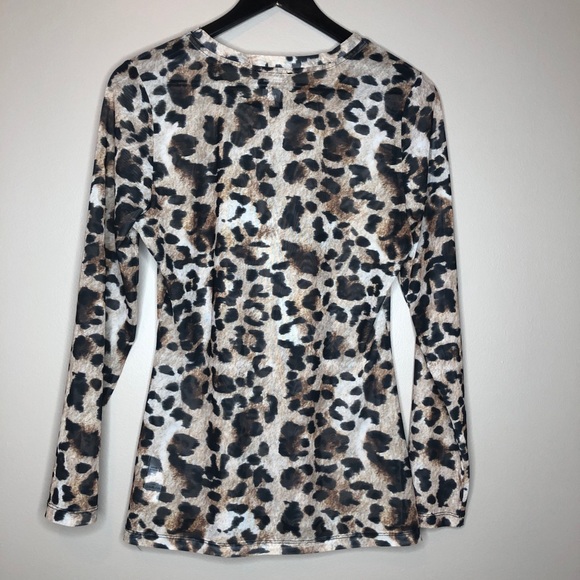 VENUS leopard print long sleeved sheer top small - Picture 3 of 3